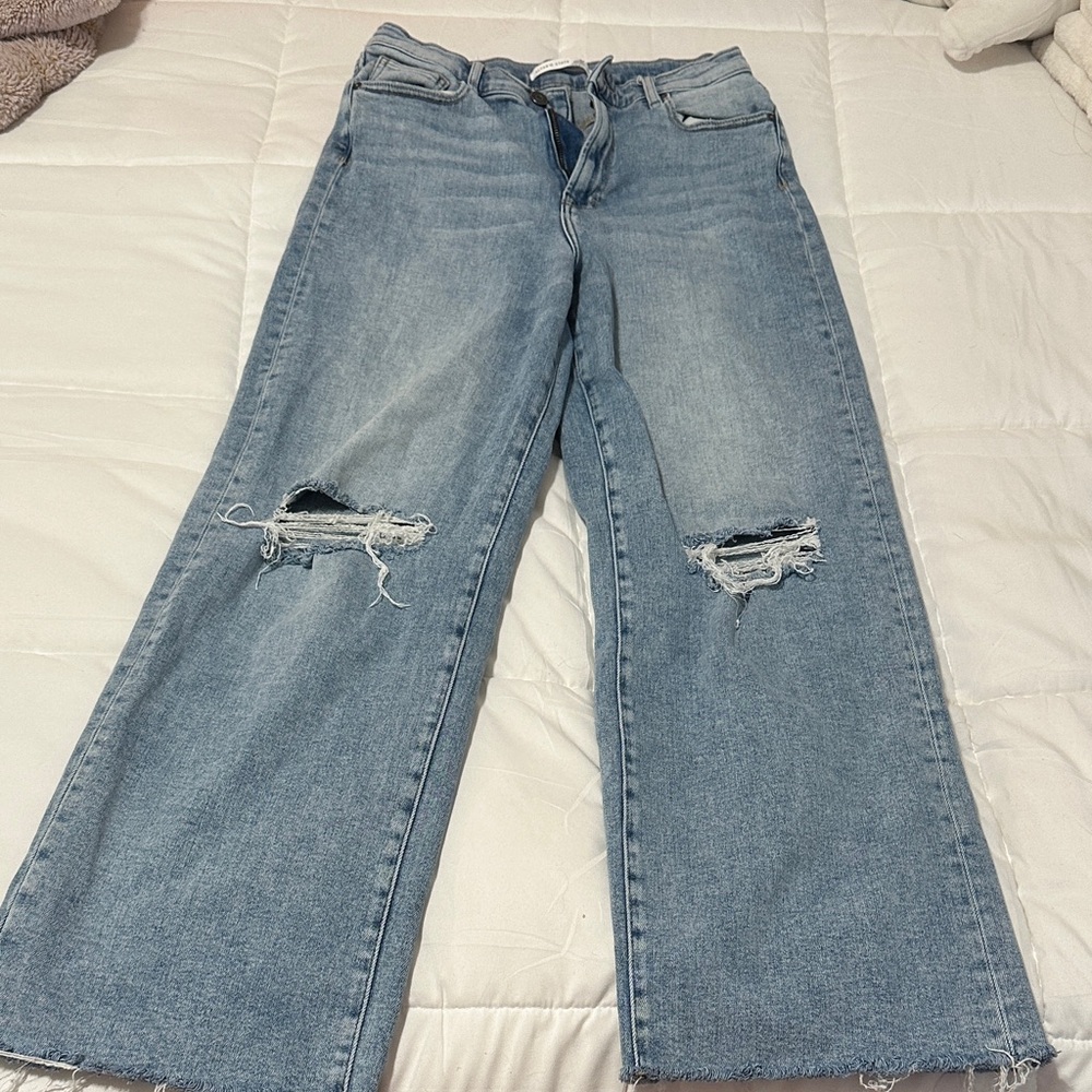 Altar’d state Light Blue Ripped Wide Leg Women’s Jeans